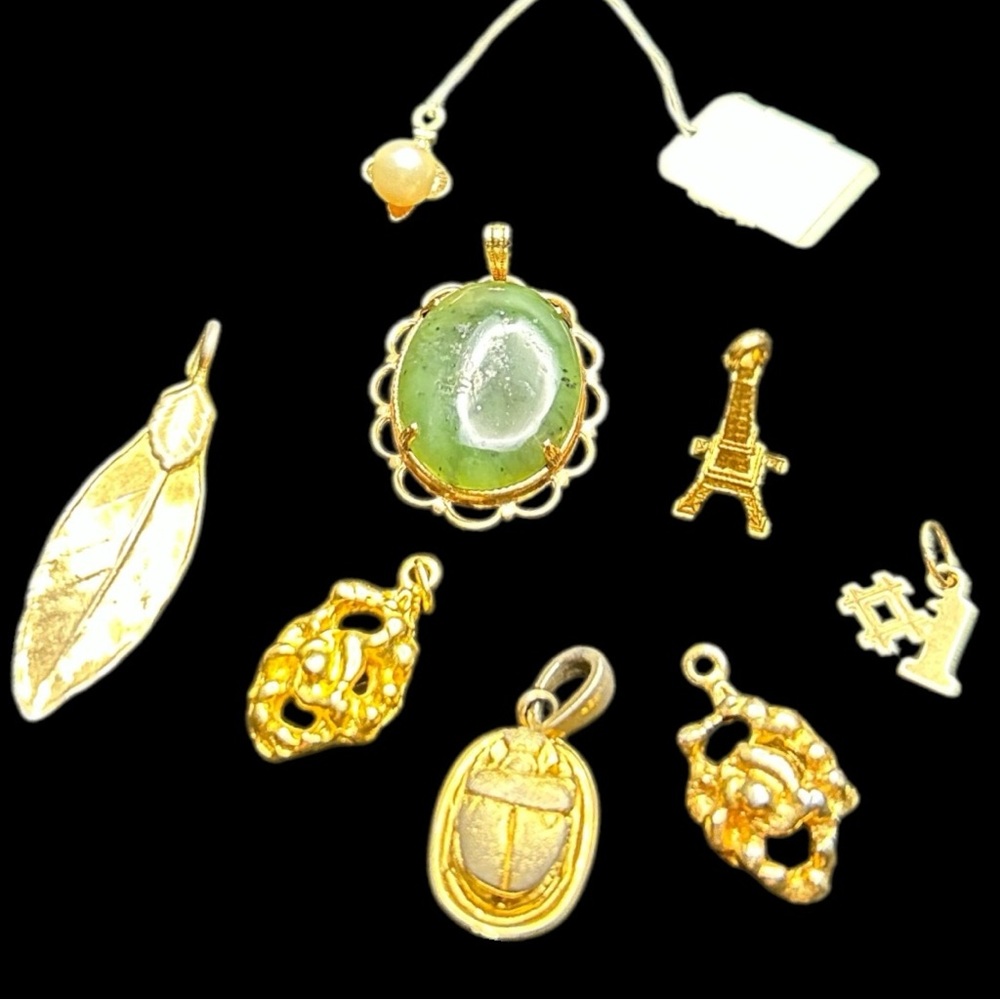 Estate 8 Gold Plated and Other Metals. Beautiful Unique Charms fit for a Queen!